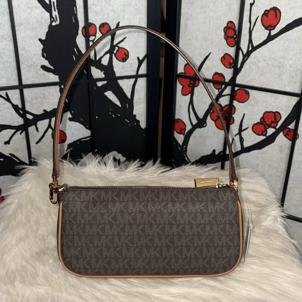 Michael Kors ZOE Pouchette/JET SET CHARM ID Card Case Wallet 2 Pc Set - Picture 3 of 8
